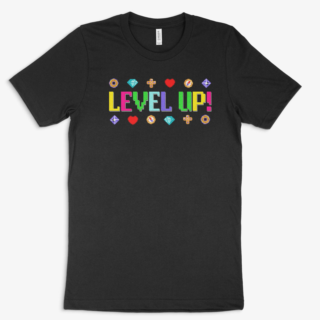 Retro Gamer Shirt - Level Up! in Farbe schwarz 