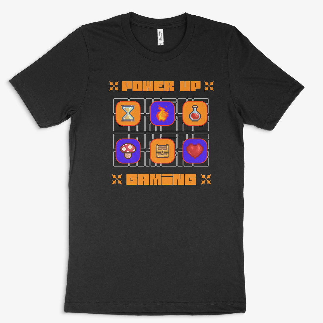 Retro Gamer Shirt - Power Up Gaming in Farbe schwarz 