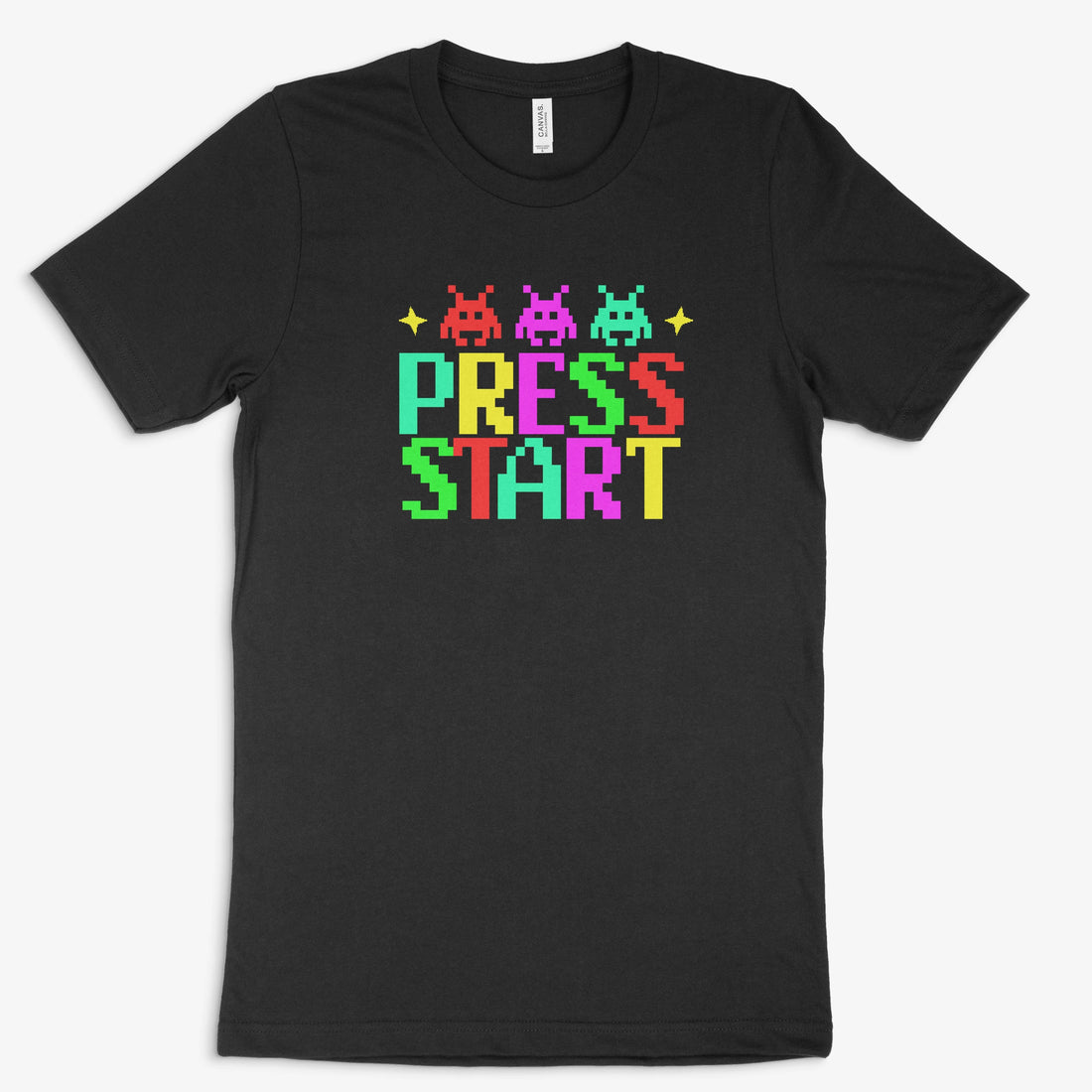 Retro Gamer Shirt - Press Start in Farbe schwarz 