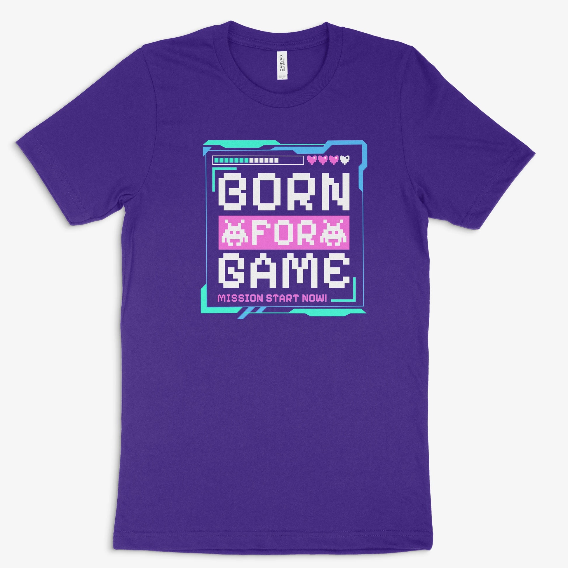 Retro Shirt für Gamer - Born for Game in Farbe lila 