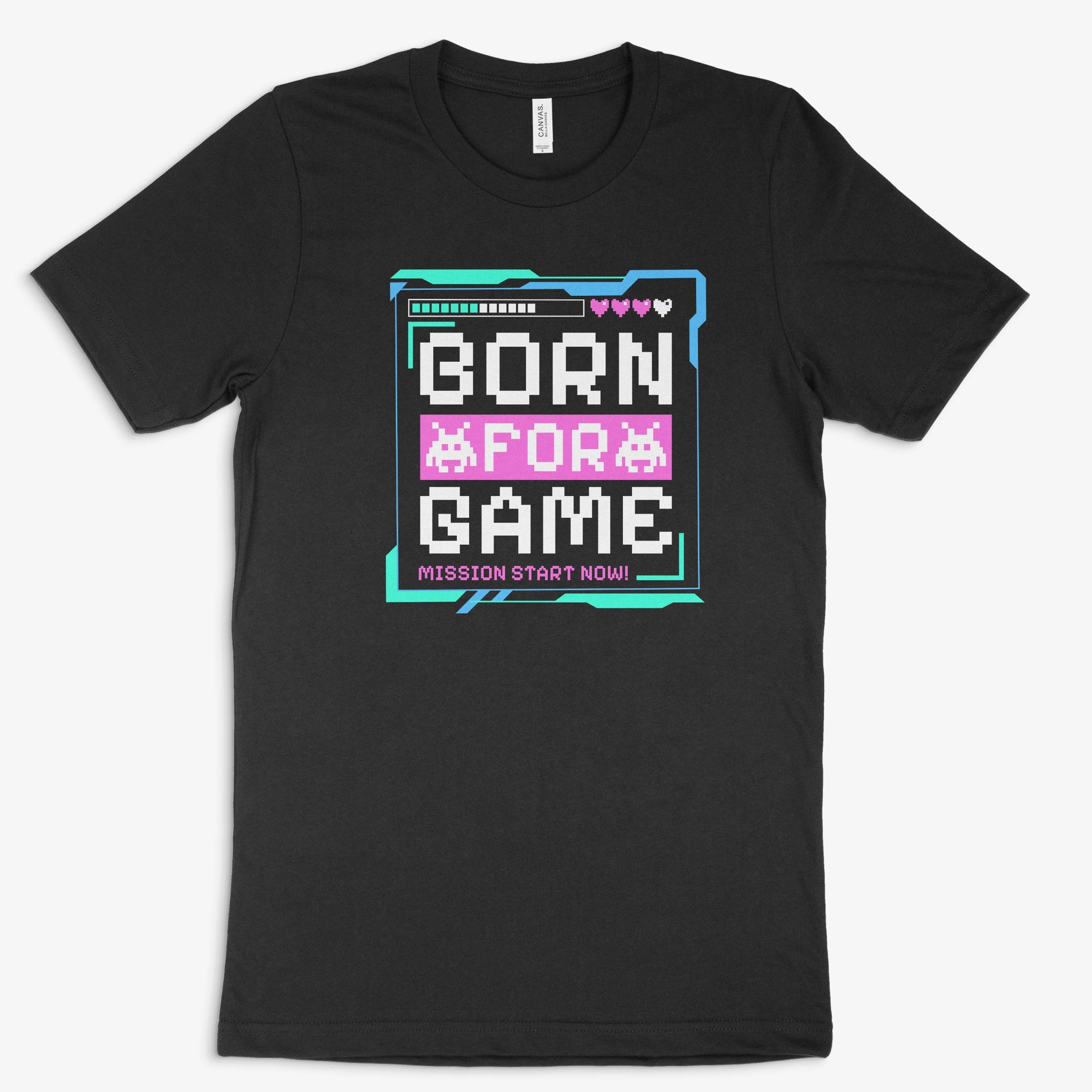 Retro Shirt für Gamer - Born for Game in Farbe schwarz 