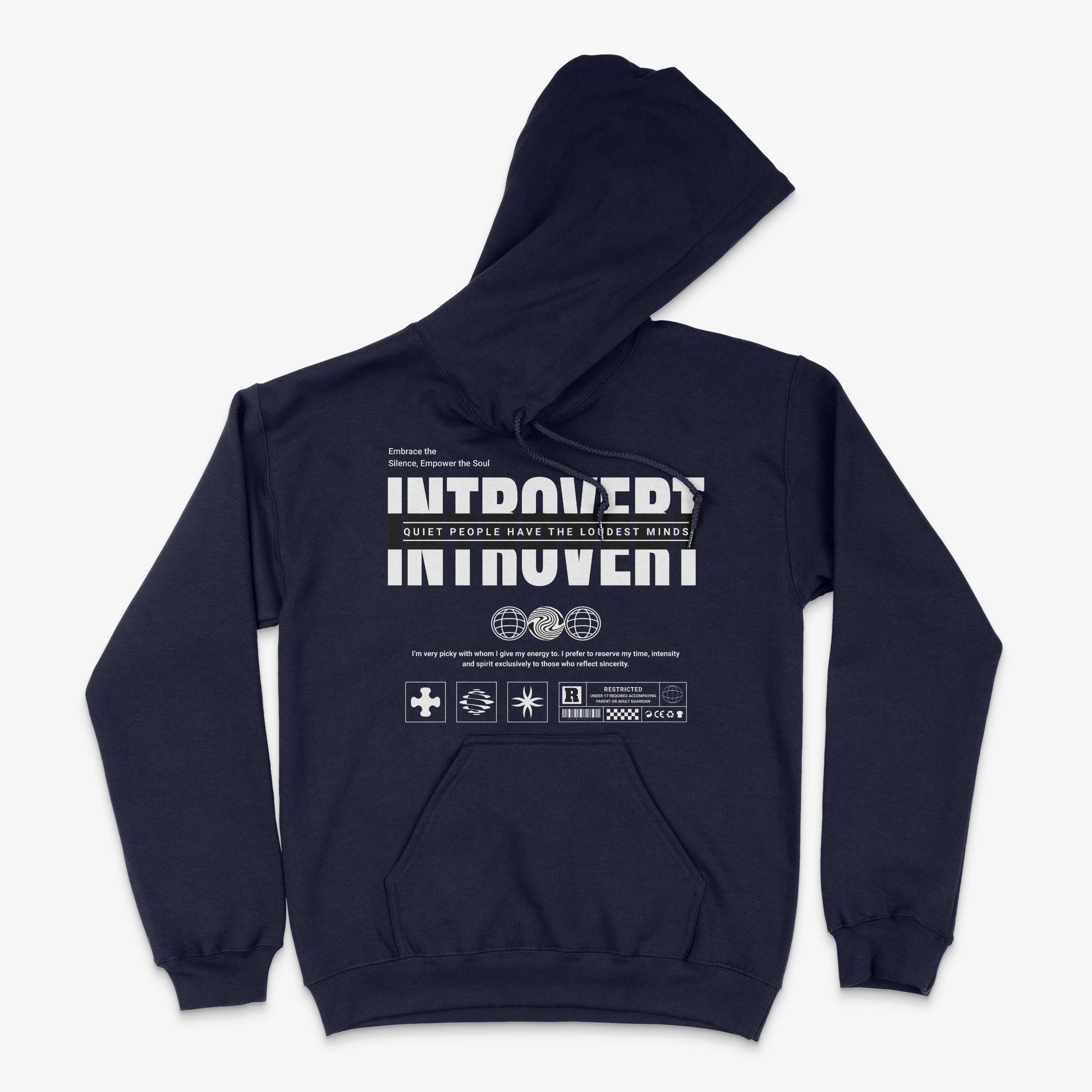 Statement Hoodie - Introvert Hoodie in Farbe marine  