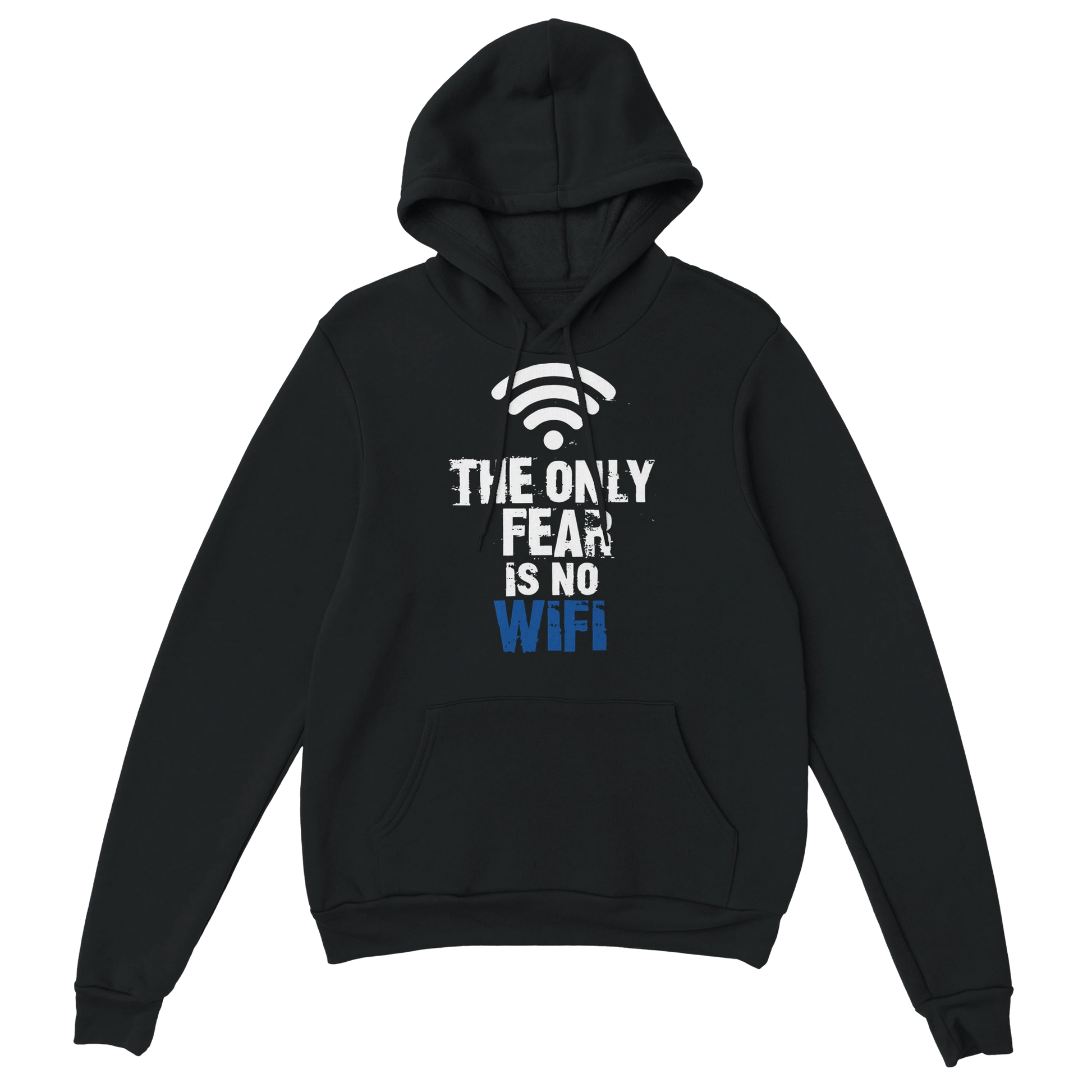 Statement Hoodie - No WiFi schwarz – Gaming Hoodie Flatlay mit Statement  No WiFi Print