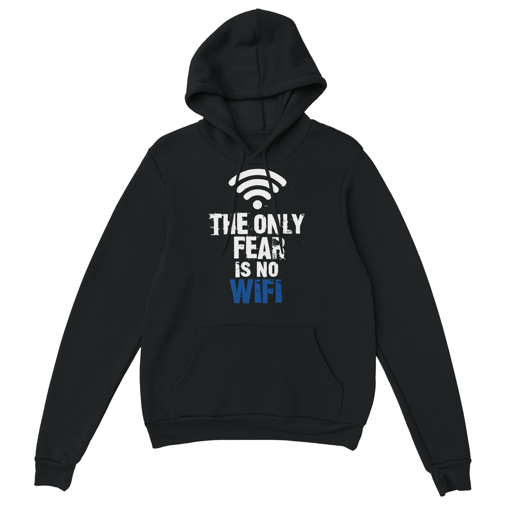 Statement Hoodie - No WiFi schwarz – Gaming Hoodie Flatlay mit Statement  No WiFi Print
